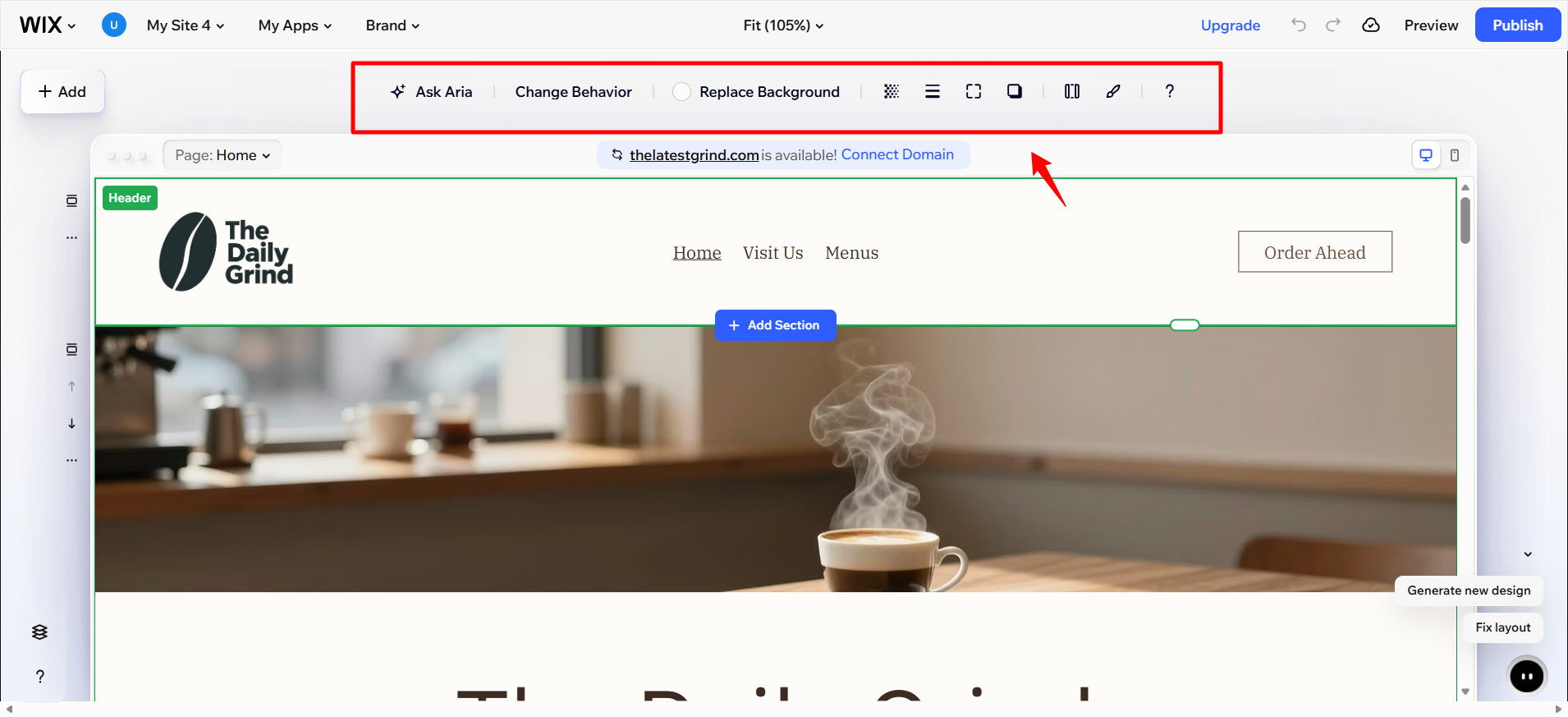 screenshot of Editor top tool bar