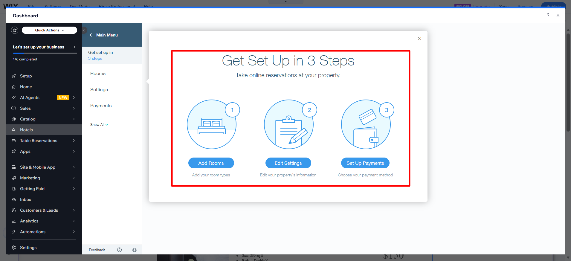 screenshot of 3 Steps of setup process