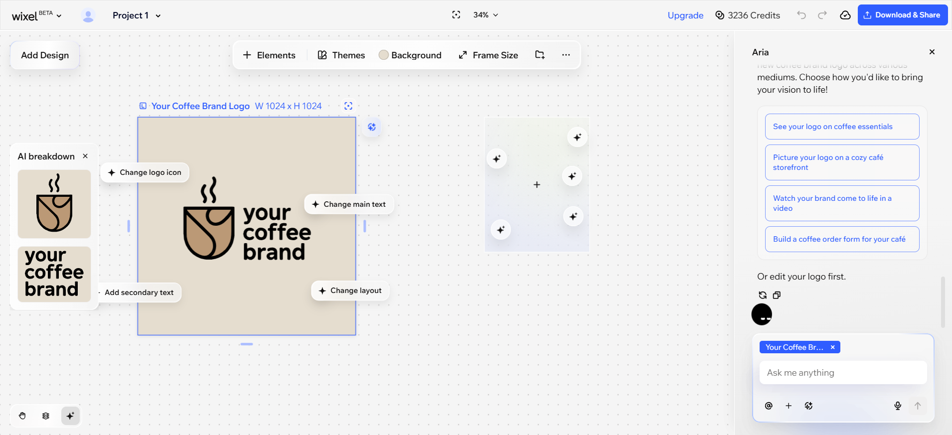 screenshot of Generated Logo customization