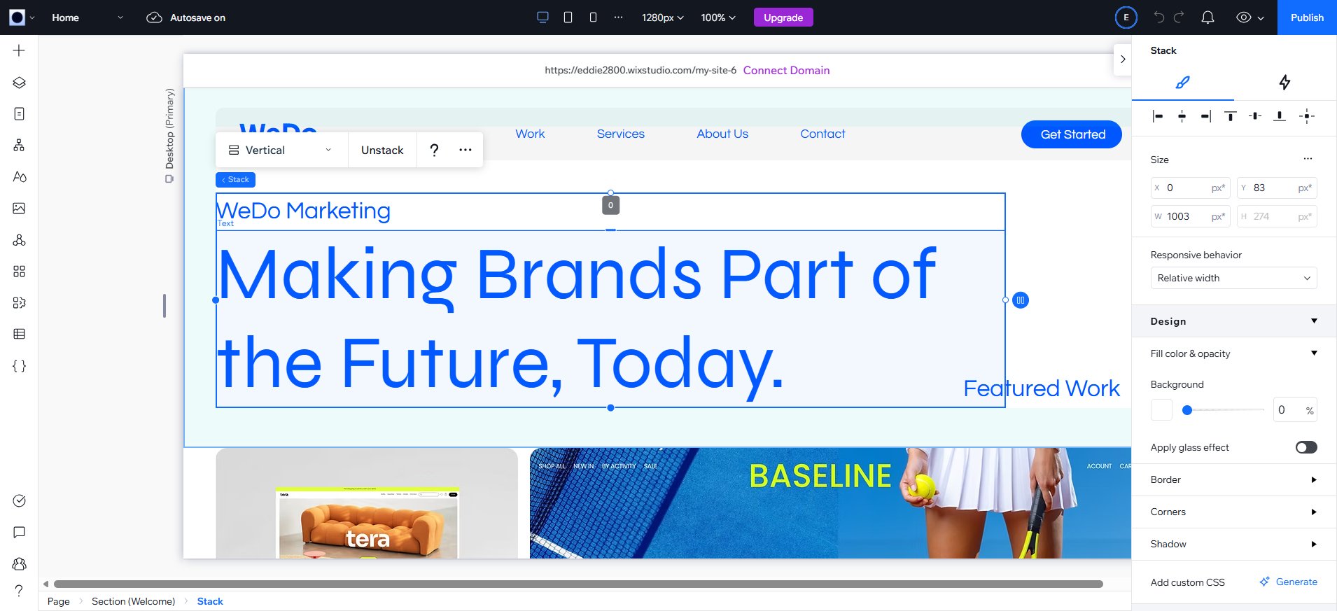 screenshot of WIX Studio