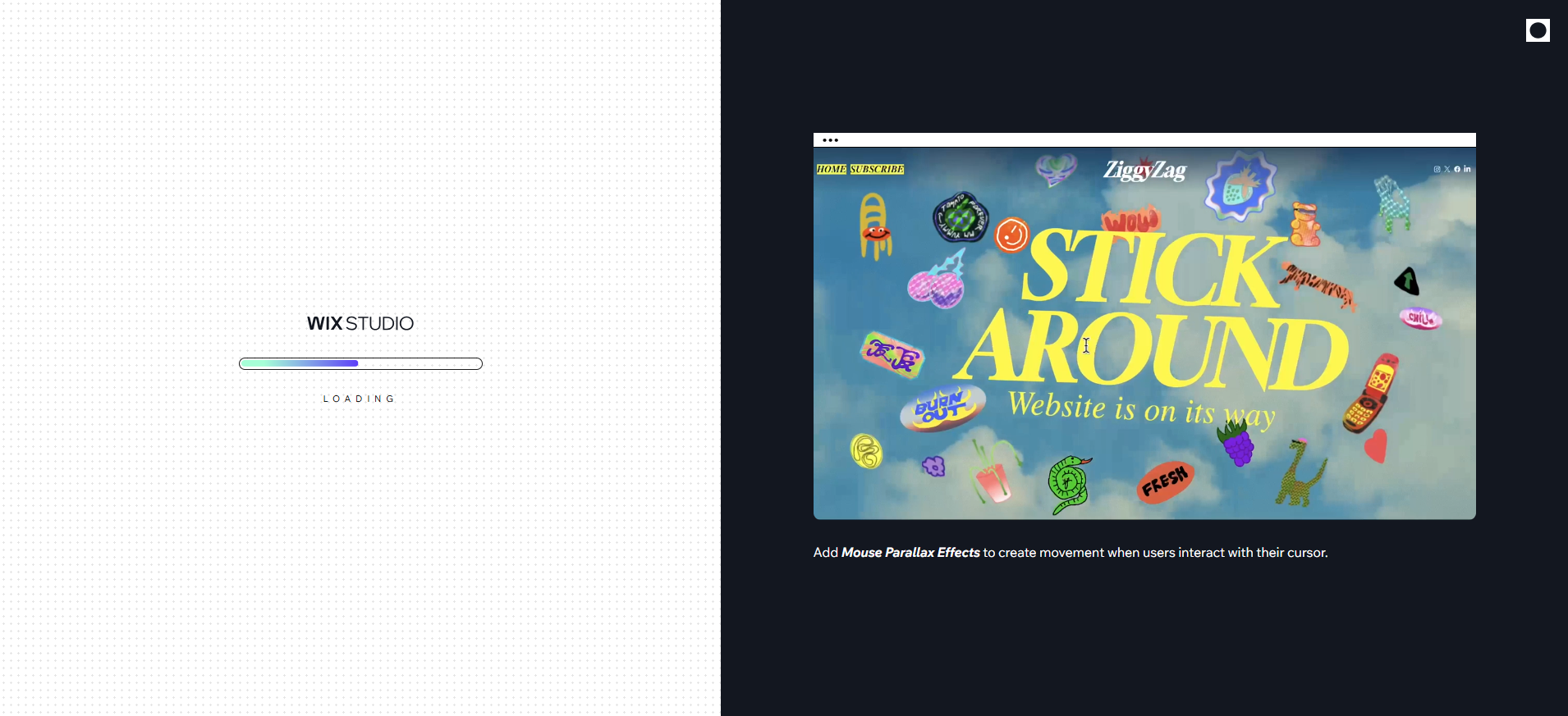 screenshot of WIX Studio start window