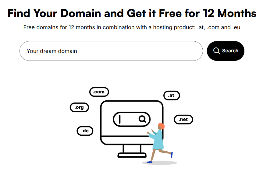 world4you checkout step for selecting a preferred domain address