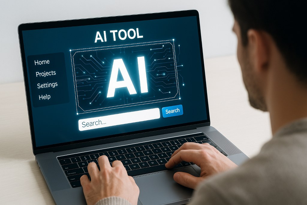 A business owner using an AI tool.
