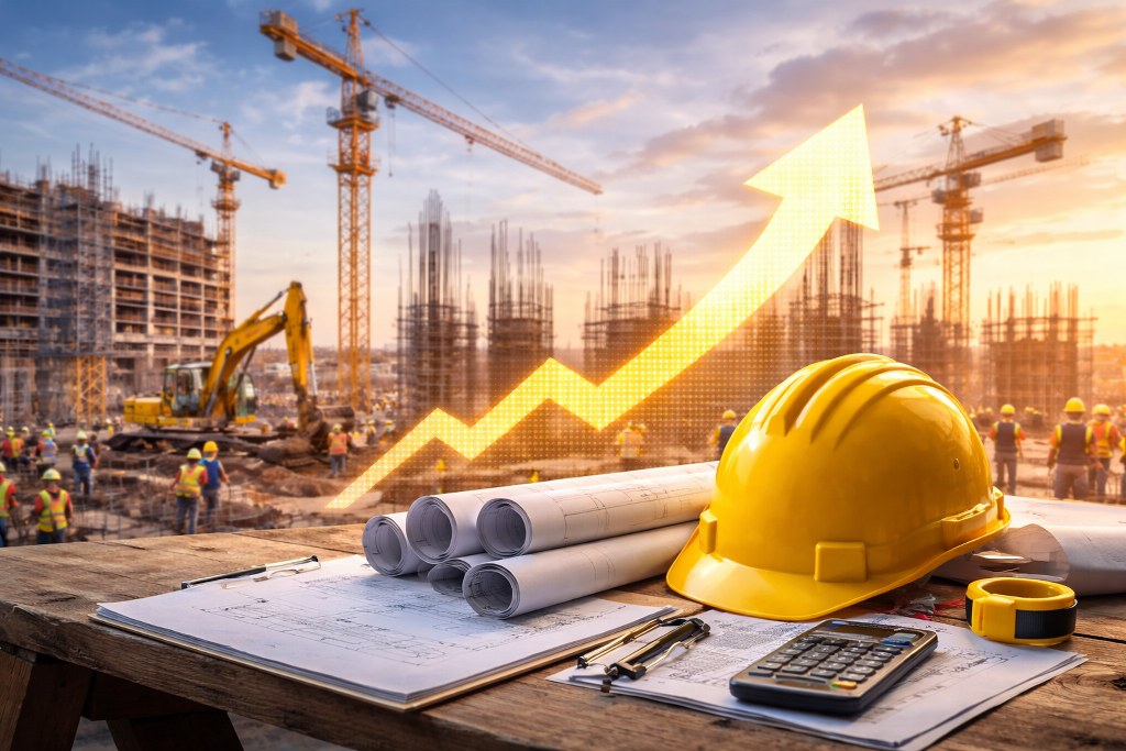 A busy construction site with cranes and workers