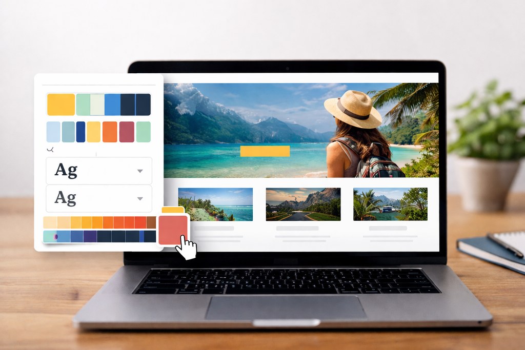 A clean theme editor interface showing easy color and style customization in real time.