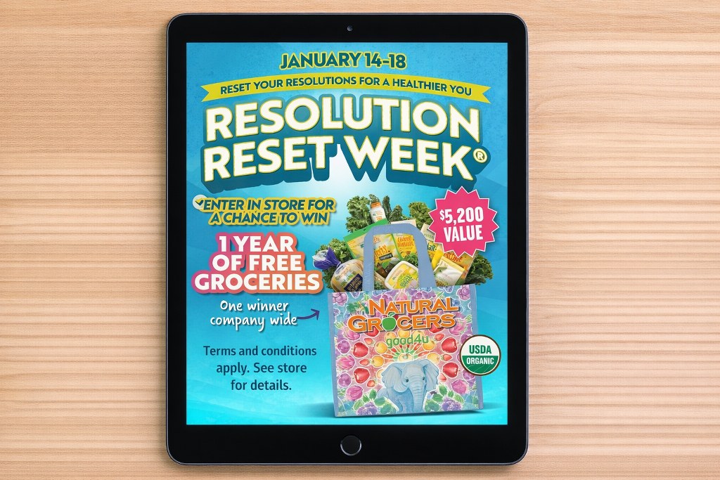 A colorful giveaway promotion displayed on an iPad screen