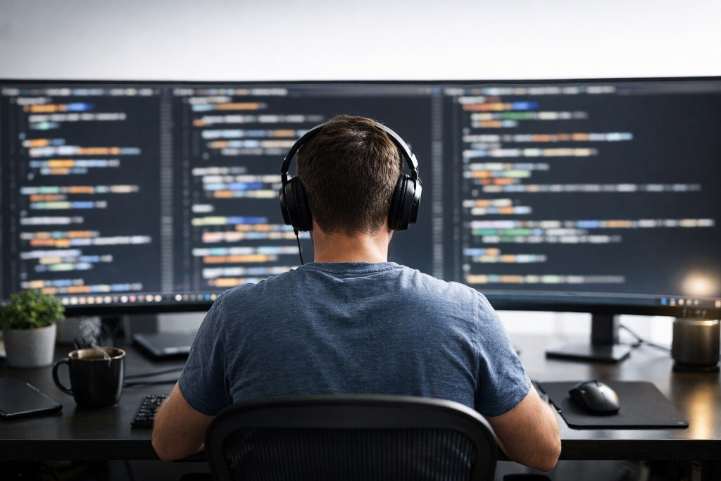 A developer coding.