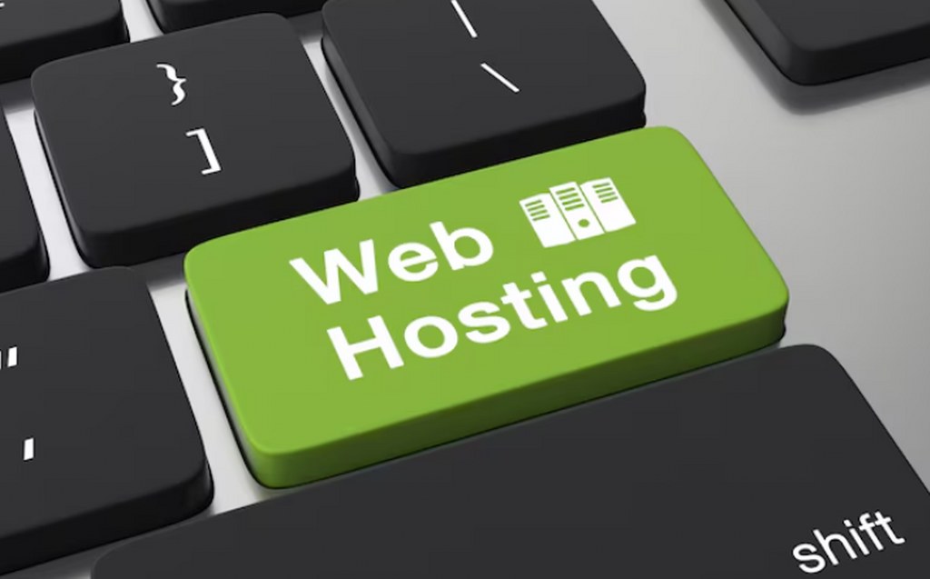 A keyboard button with the word Web Hosting.