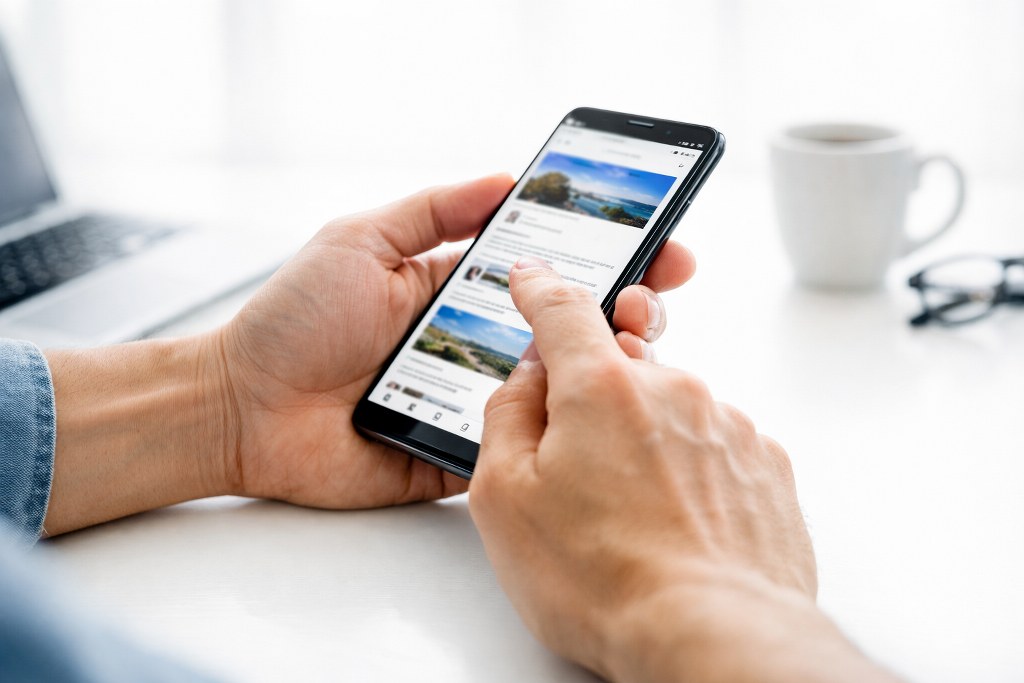 A man using his mobile phone.