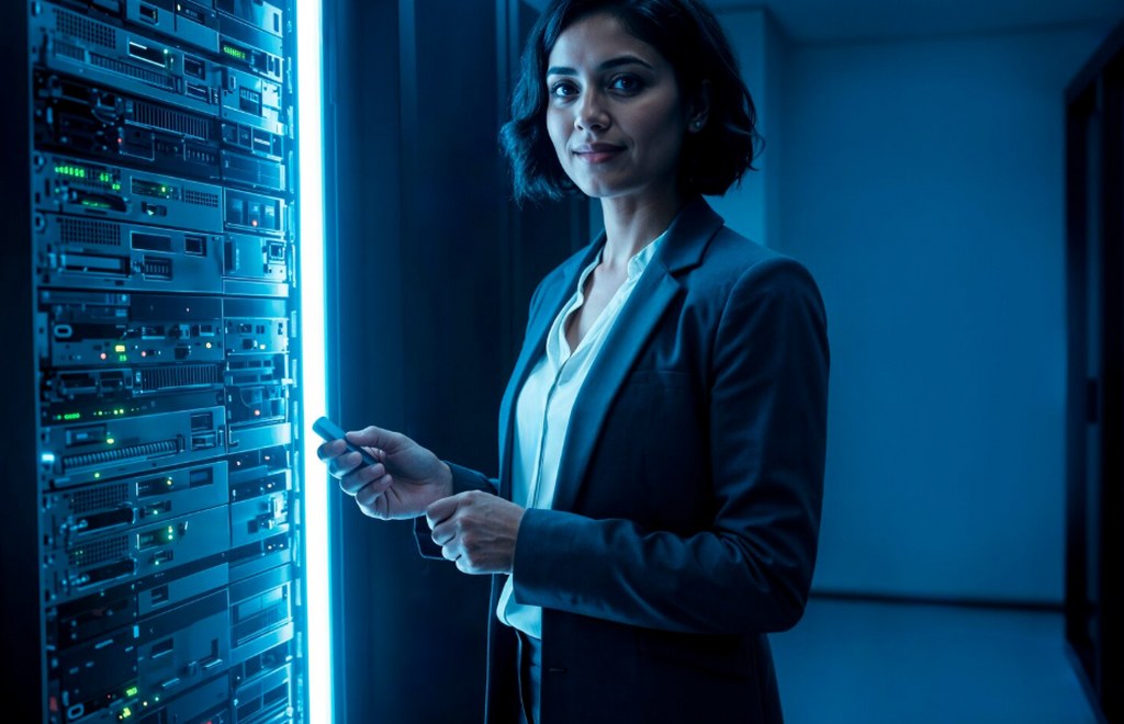 A network engineer configuring servers.