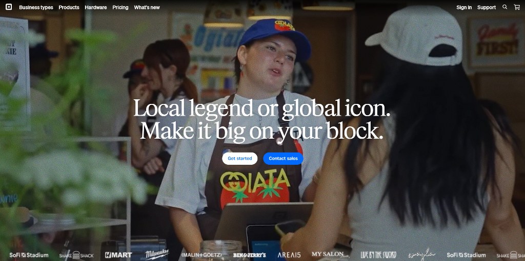A screenshot of Square's website.
