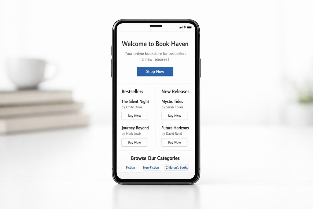 A simple website on a mobile phone.