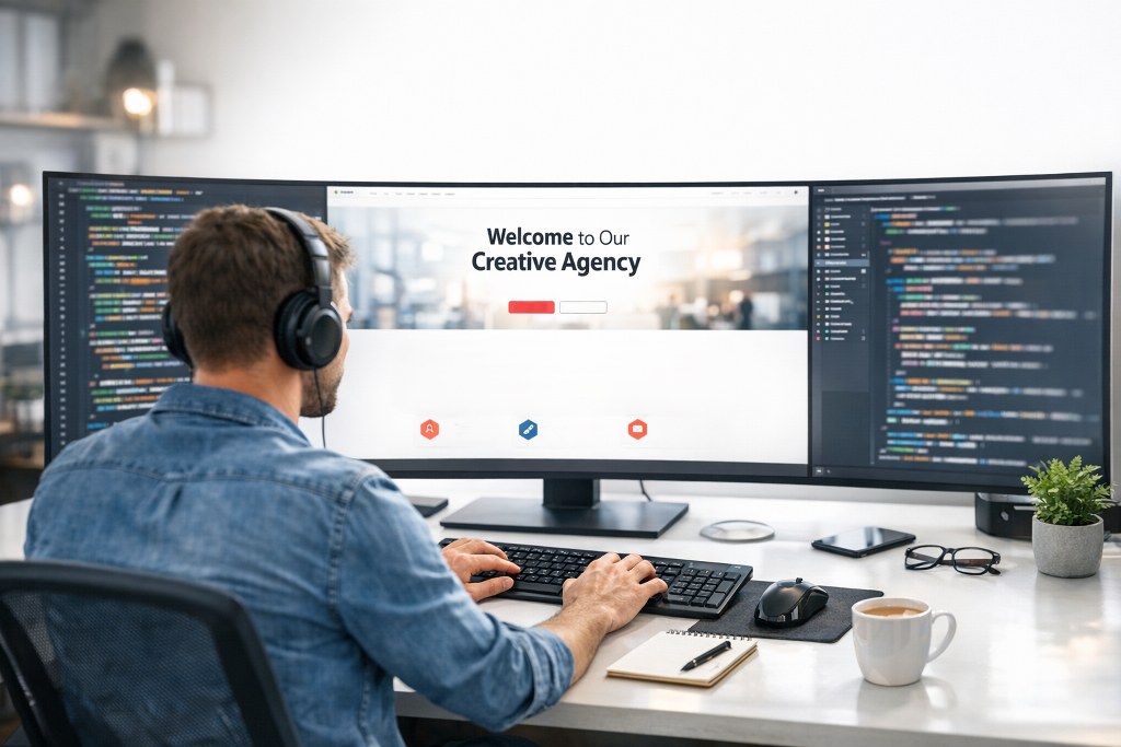 A web developer building a website.