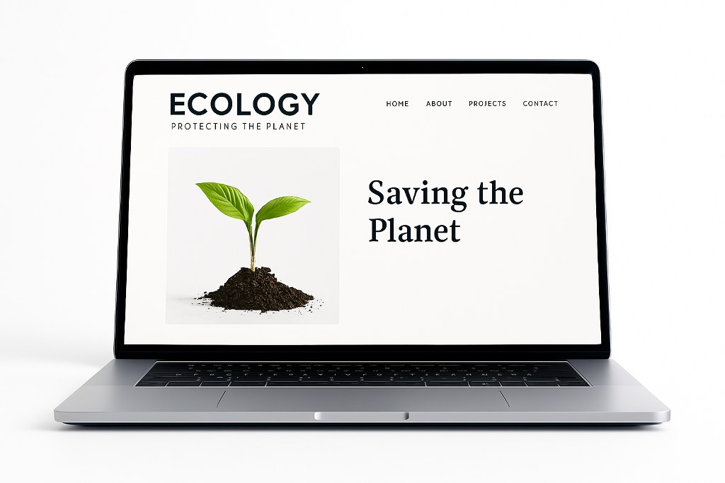 A website on a laptop.