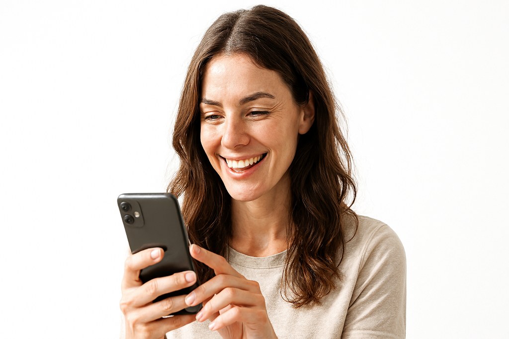 A woman scrolling her phone.