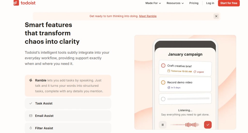 AI features in Todoist.