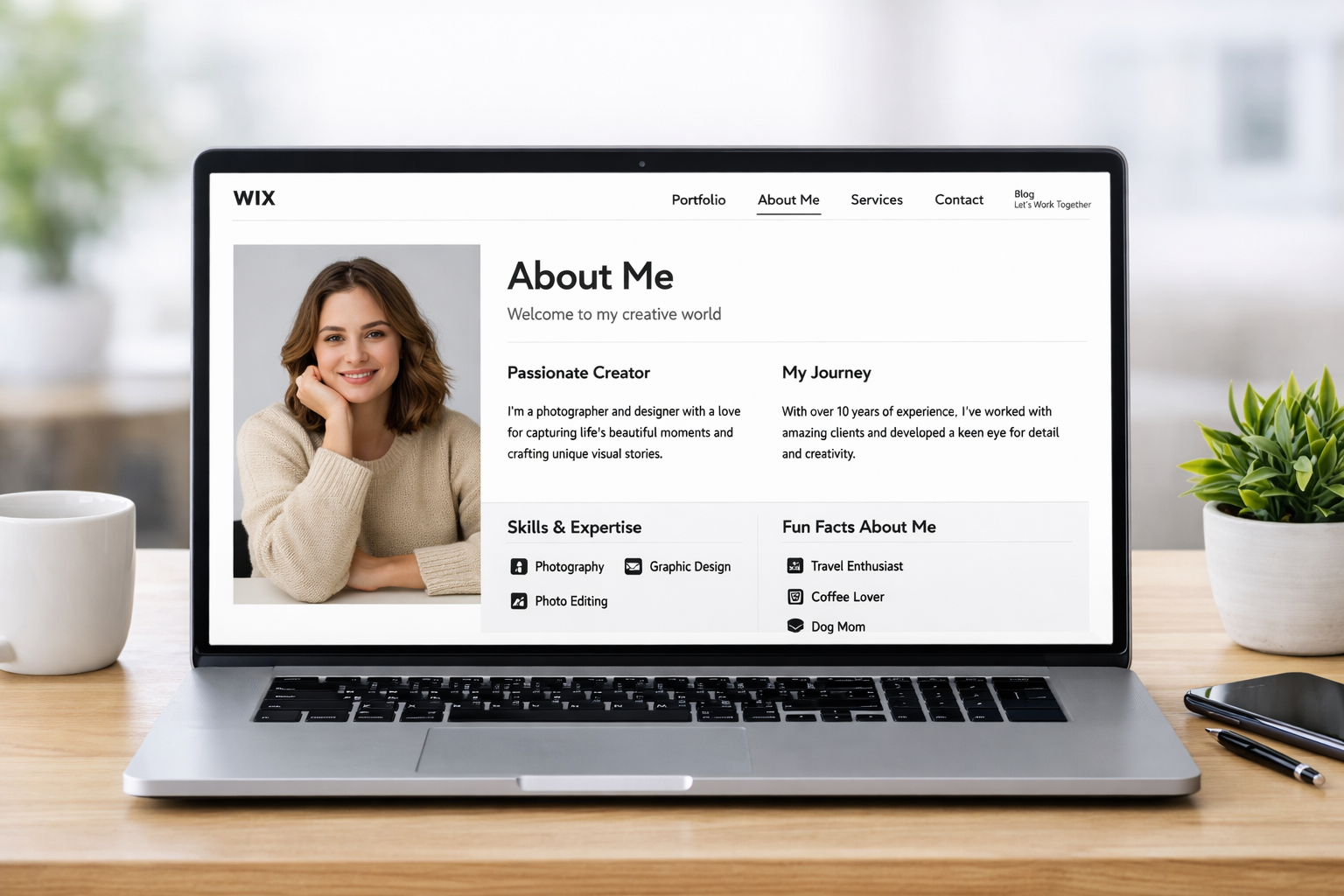 About page on a Wix website.