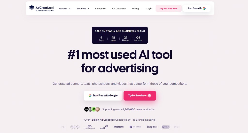 AdCreative.ai homepage.