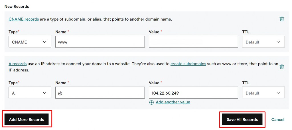 Adding a new CNAME record on GoDaddy.