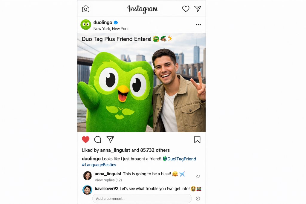 An Instagram post encouraging users to tag a friend