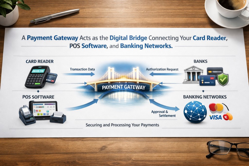 An illustration of how the payment gateway works.