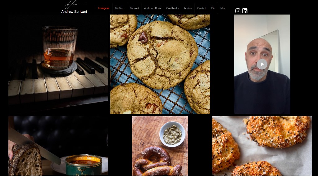 Andrew Scrivani's website homepage.