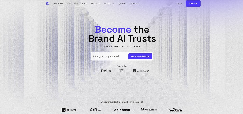 Athenas website homepage.