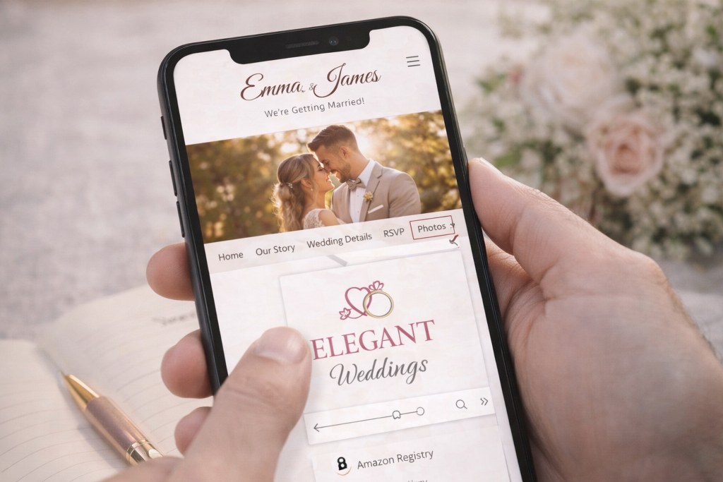 Browsing the wedding registry on mobile.
