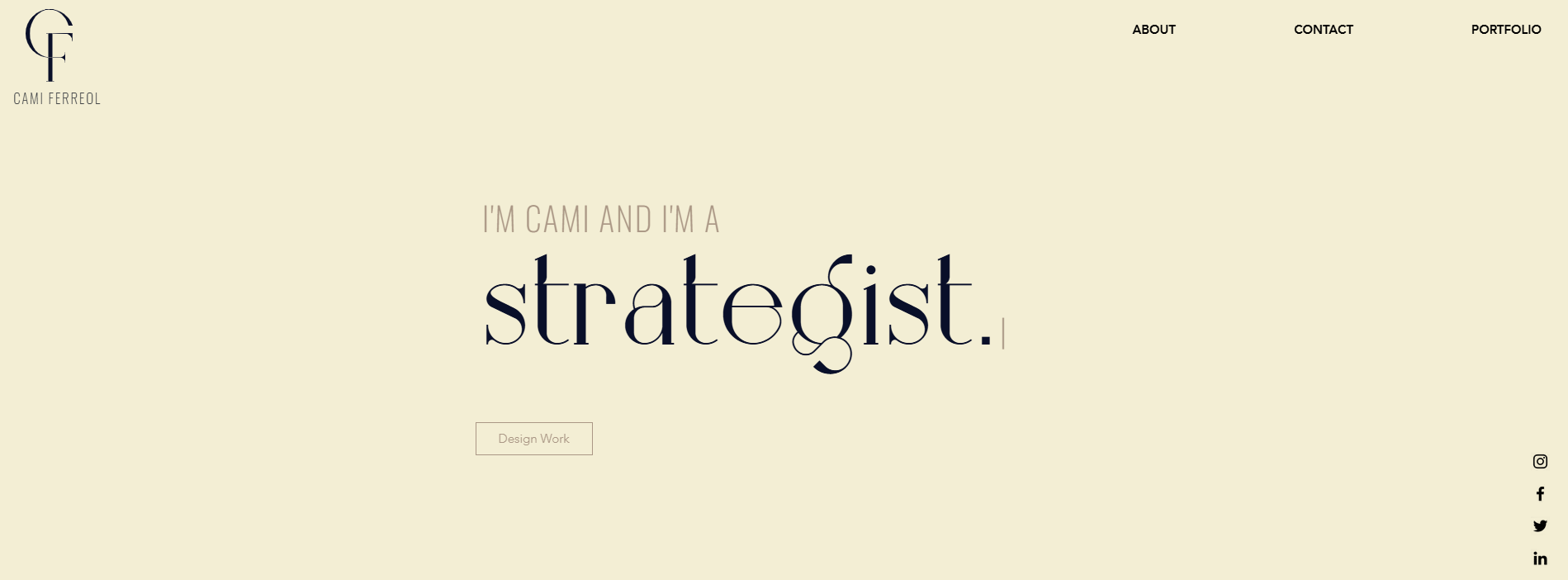 Cami Ferreol's website homepage.