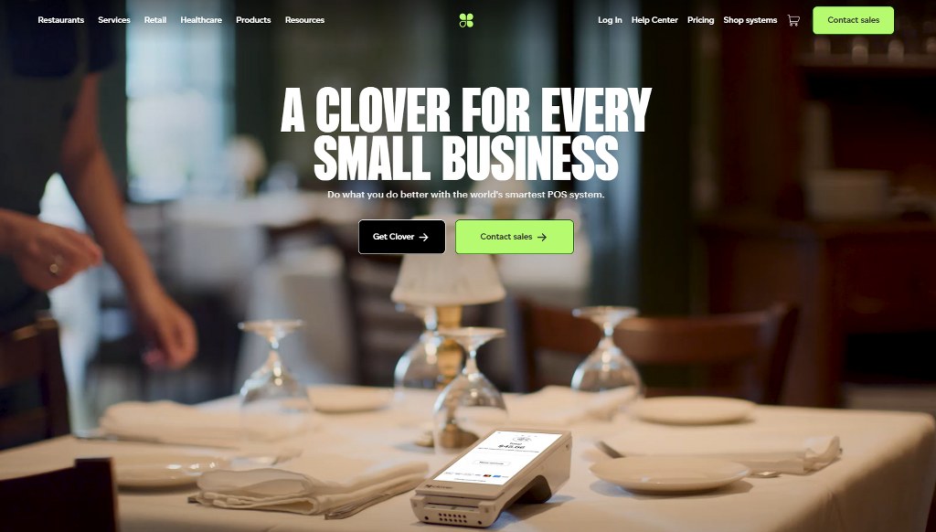 Clover's website homepage.