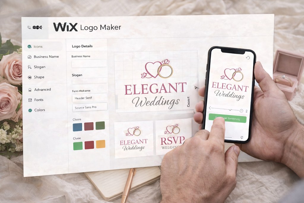 Designing a logo for elegant weddings using wix.