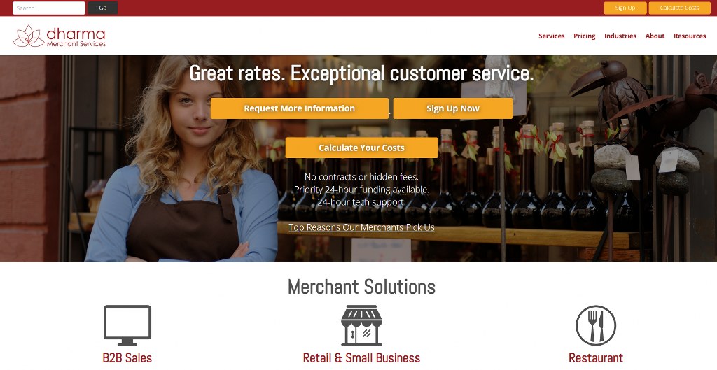 Dharma Merchant Services website.