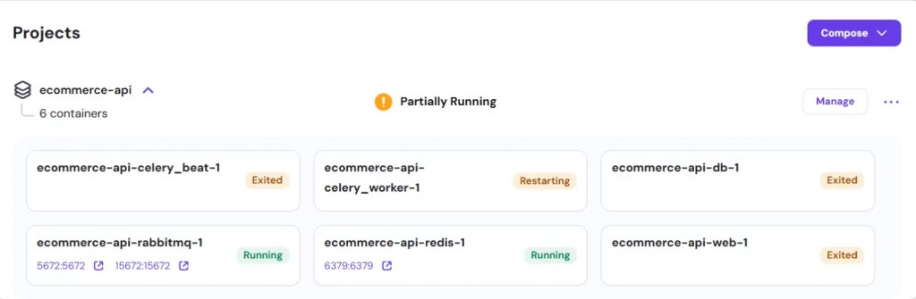 Docker containers status - running, exited, restarting