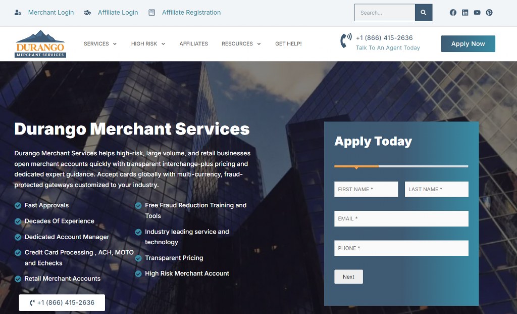 Durango Merchant Services website.