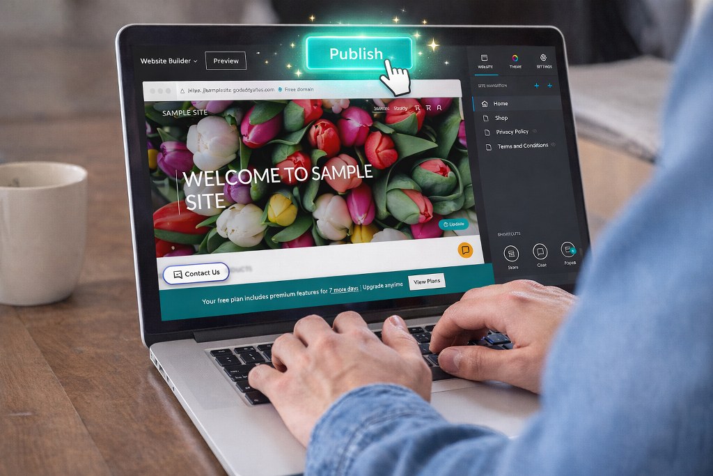 Editing a website on a laptop.
