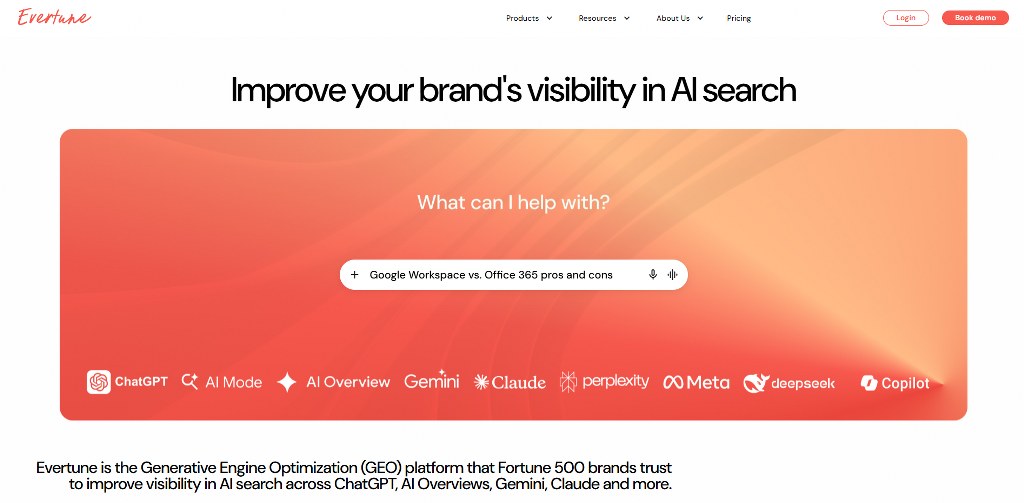Evertune AI's website homepage.