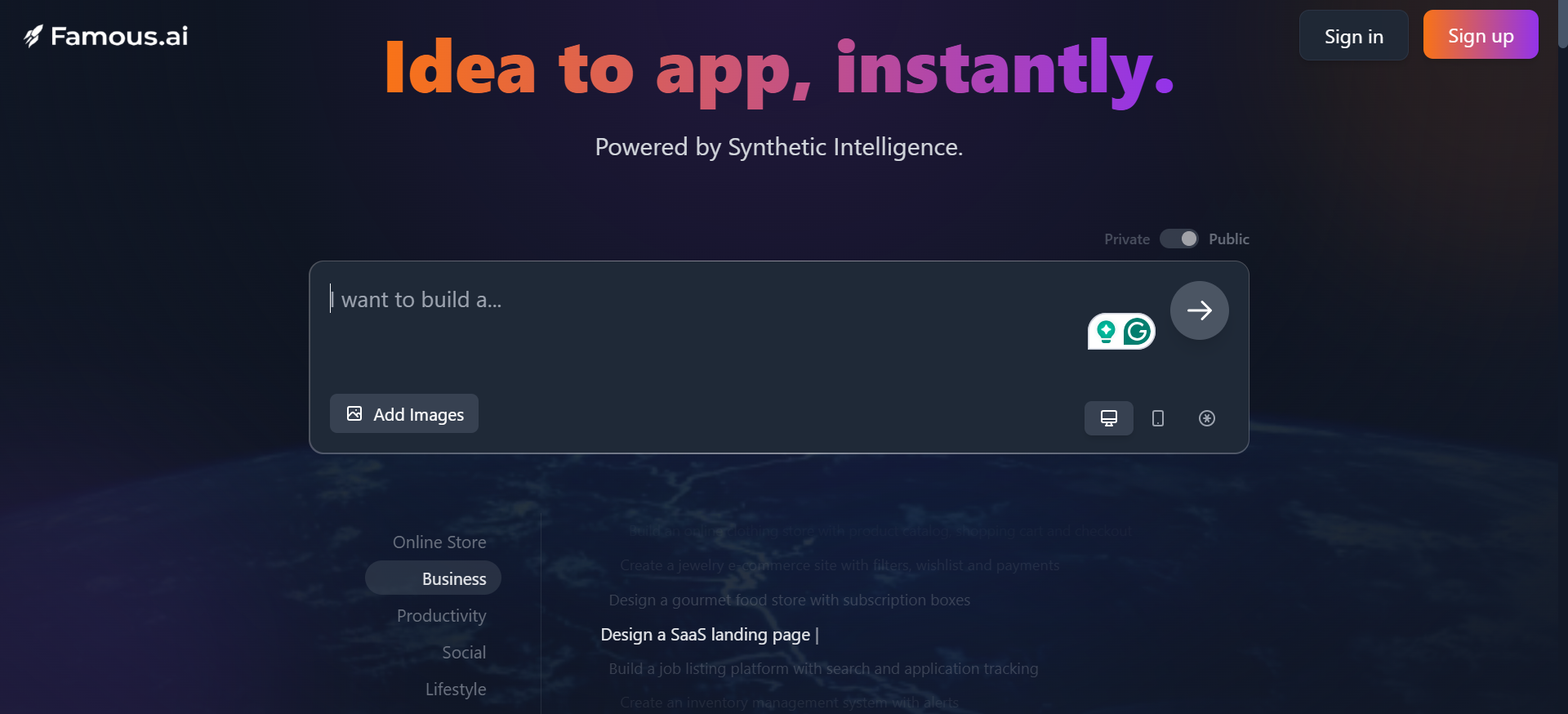 Famous.ai builder