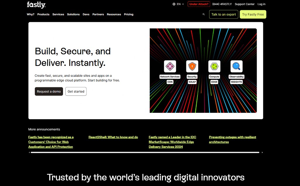 Fastly's website homepage.