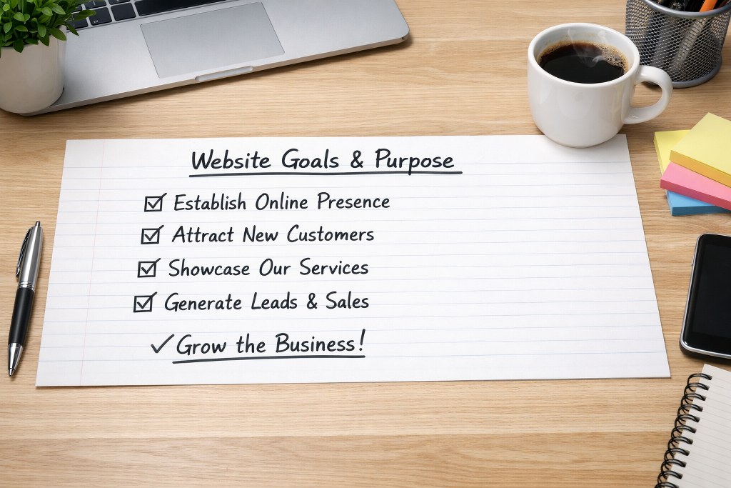 Goals and purpose of building a website on a piece of paper.