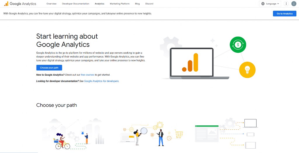 Google Analytics page.