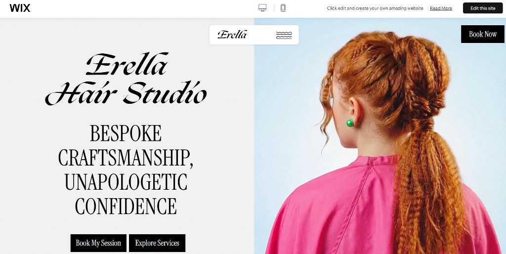 Hair Salon (Stylish) template on Wix.