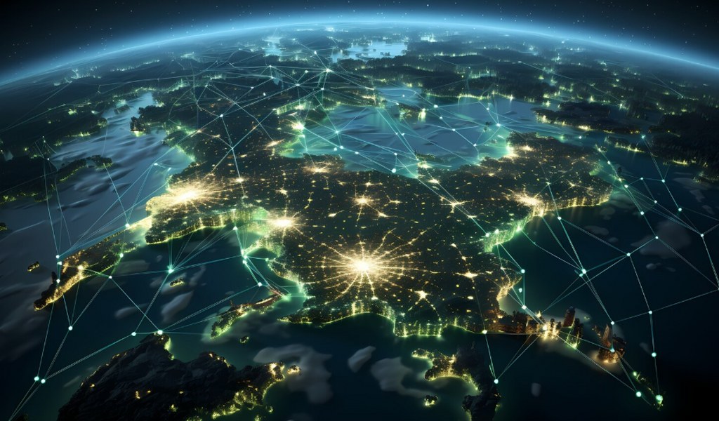 High tech view of earth.