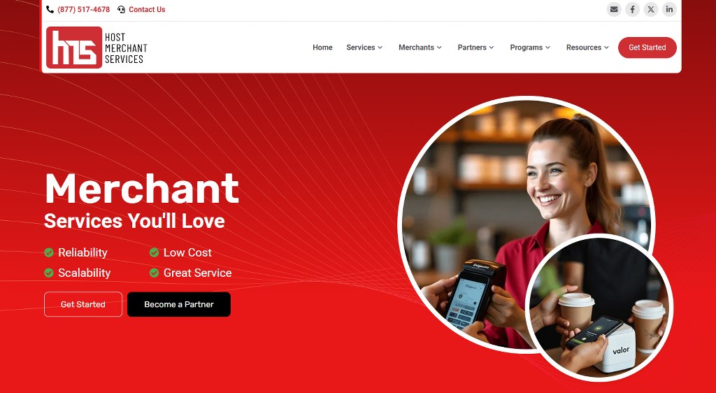 Host Merchant Services website homepage.
