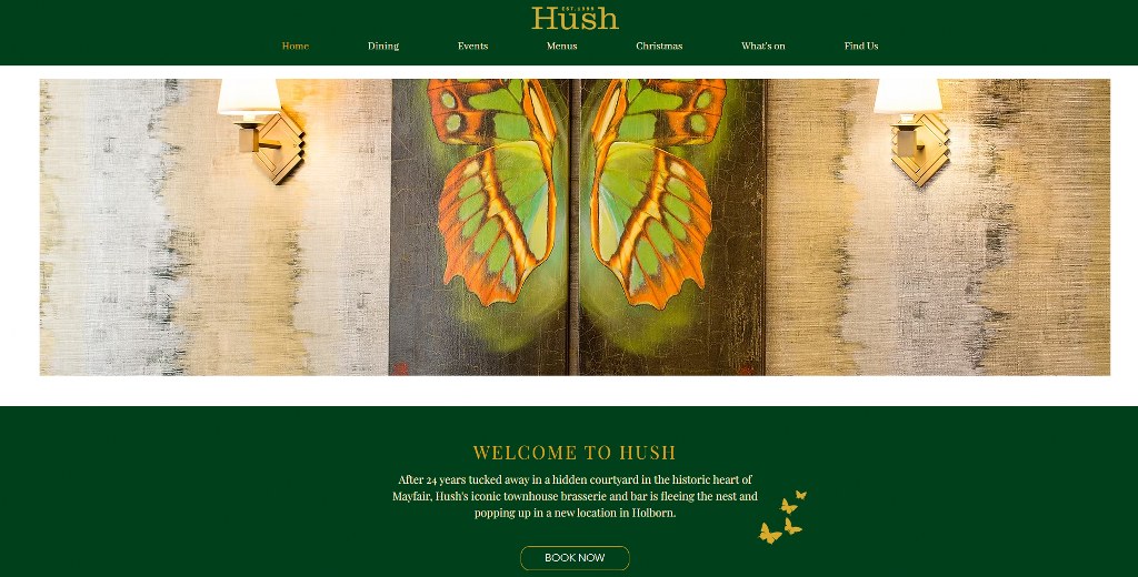 Hush Mayfair website homepage.