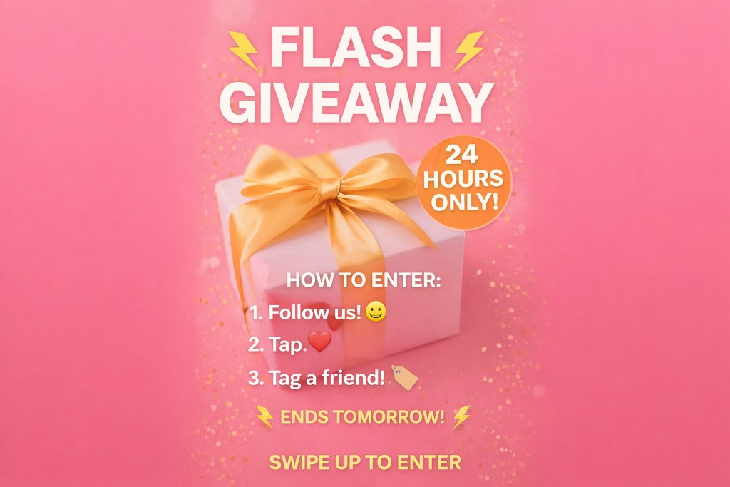 Instagram Story promoting a limited-time flash giveaway.