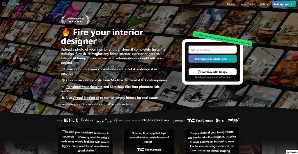 Interior AIs homepage.