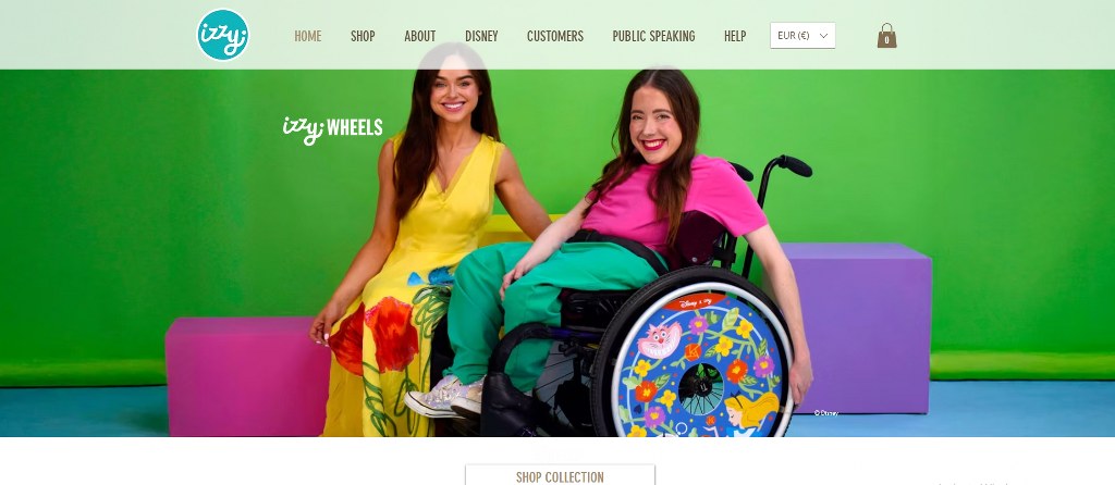 Izzy Wheels homepage.