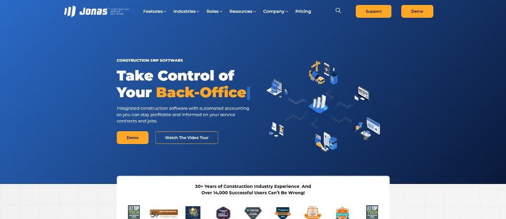 Jonas Construction Softwares website.
