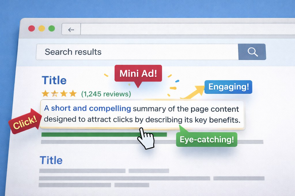 Meta description as a mini ad.