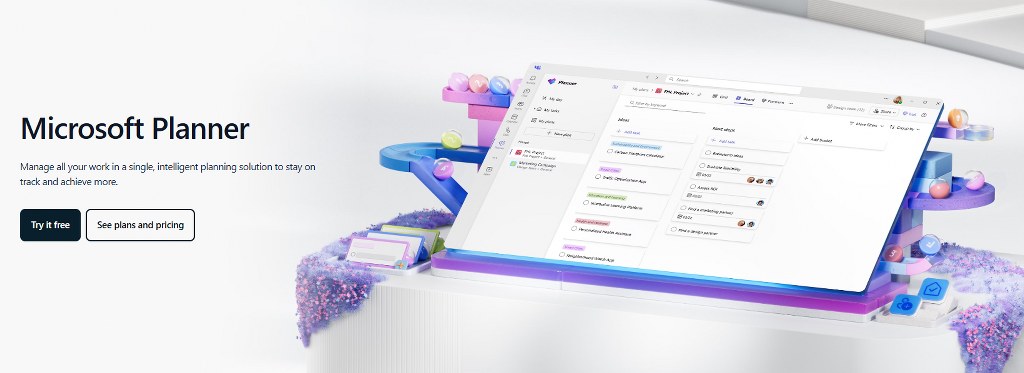 Microsoft Planner's website homepage.